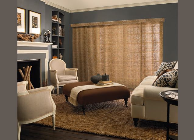 Atlanta Family room with grey walls and textured sliding panel tracks.